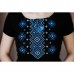 Embroidered t-shirt "Carpathian Ornament Blue on Black"